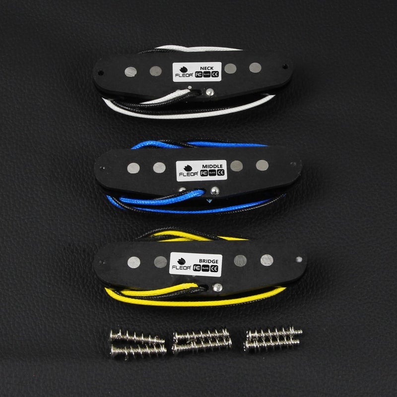 FLEOR مجموعة بيك أب فليور أحادي الملف ألنكو 5 لجيتار العنق/الوسط/الجسر متدرجة، أسود - Image 5